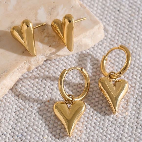 Jewelry - Huggies’ Heart Gold Plated Earrings
